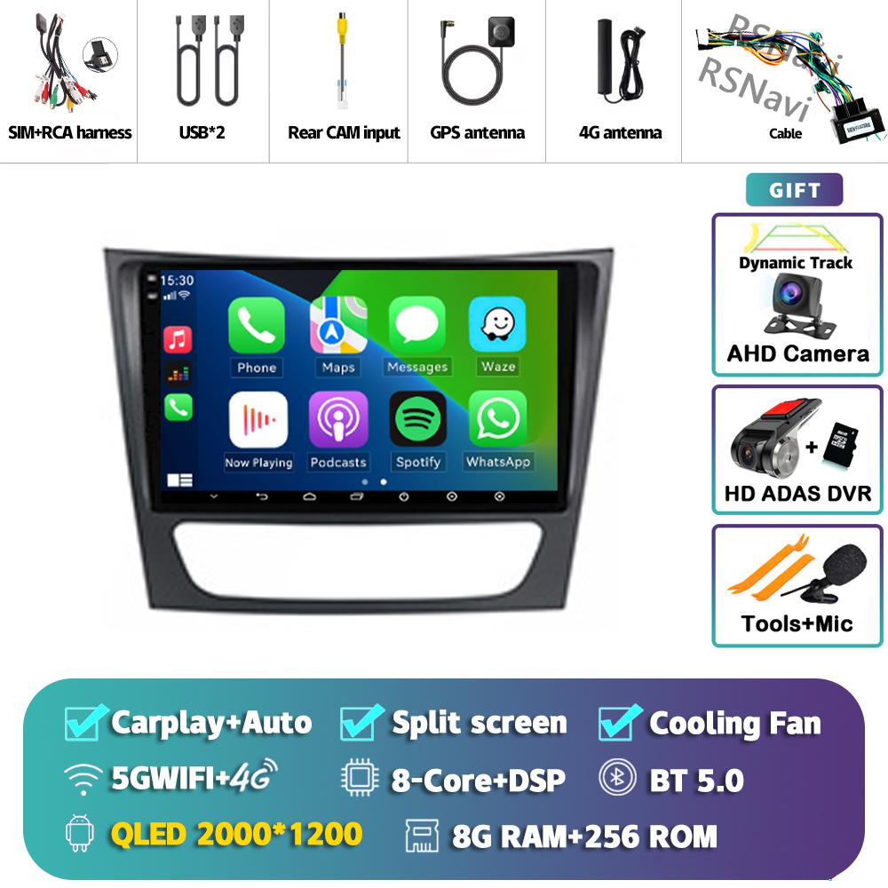 Android 14 Carplay Auto For Benz W211 Car Radio Player Multimedia stereo Navigation 4G+WIFI Head Unit DVD AI Voice 360 Camera BT