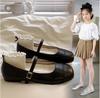 Girls Flat Shoes Soft Color Silver Black Narrow Kids Mary Janes Square End Comfortable Kids School Party Wedding Shoes 26-37 New