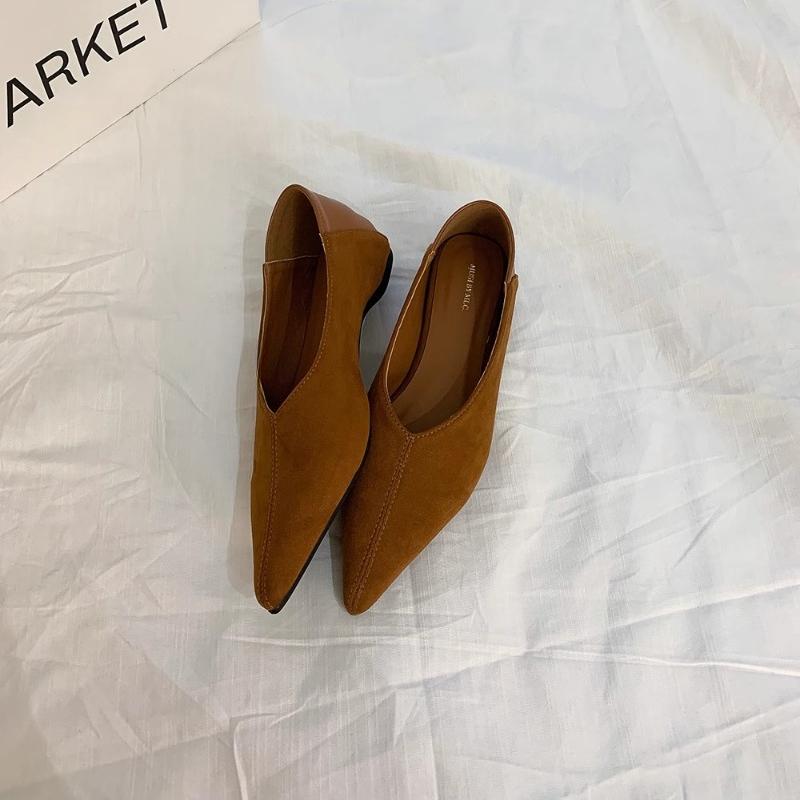 Pointed Toe Flats Woman Shoes 2024 Trend Shallow Elegant Designer Shoes Autumn New Dress Cozy Shoes Mature Lady Mujer Zapatos