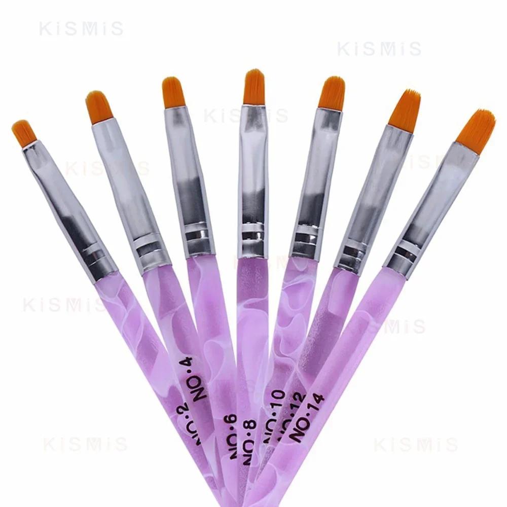 7pcs Manicure Tool Set Nail Brush Tip Painting Sculpting Stippling Flat Eyeliner Pen Acrylic Gel Polish