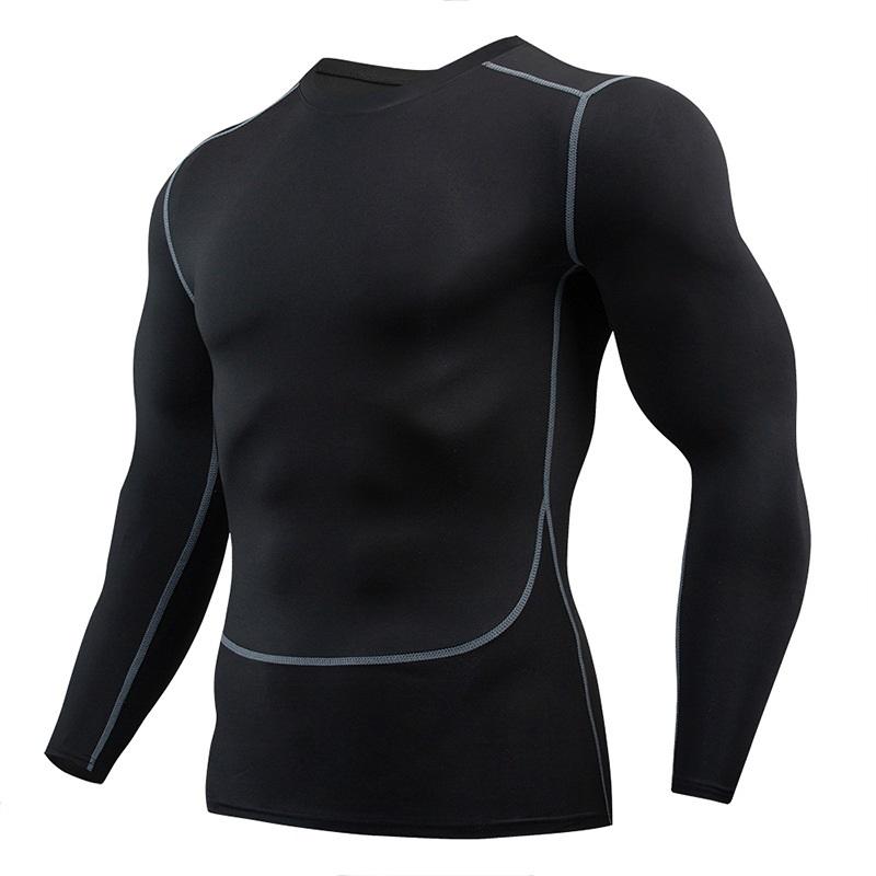 Men's Quick-drying Breathable Long-sleeved Outdoor Running Printing Sports Compression Tight-fitting Fitness Training T-shirt