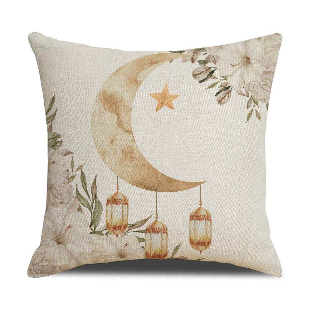 New Moon Oil Lamp Printed Pillow Case Festive Decoration Home Pillow Line Breathable Sofa Pillow