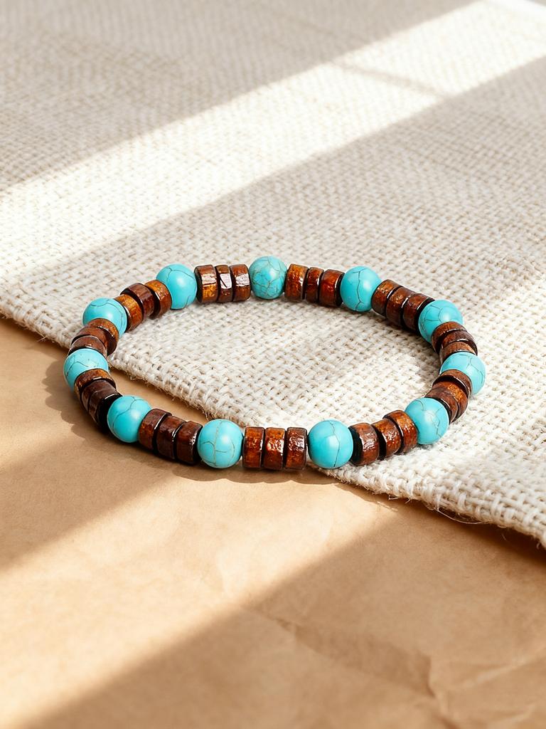Retro Style Gold color Volcanic Lava Stone Beaded Bracelet Brown Wood Beads Energy Reiki Charm Grounding Protection Jewelry Gift
