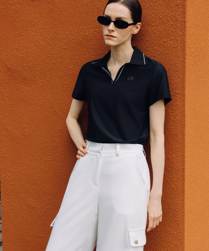 OBER GOLF Basic Open Polo Top (Black)