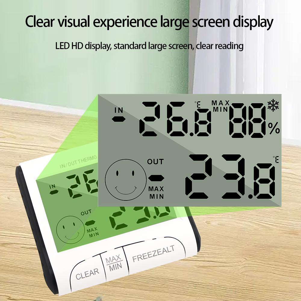 LCD Display Temperature and Humidity Tester Indoor Outdoor Thermometer Hygrometer Wired Weather Station Thermometers with Probe
