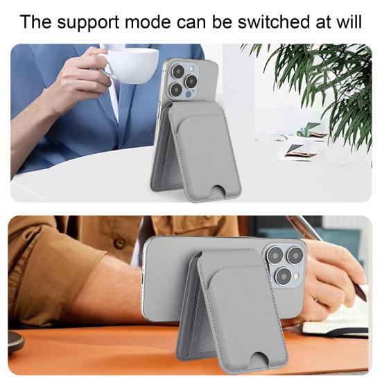 Card Sleeve for iPhone 16/15/14/13/12 for Mag-Safe Wallet Lightweight Magnetic Phone Wallet Faux Leather RFID Blocking Card Holder