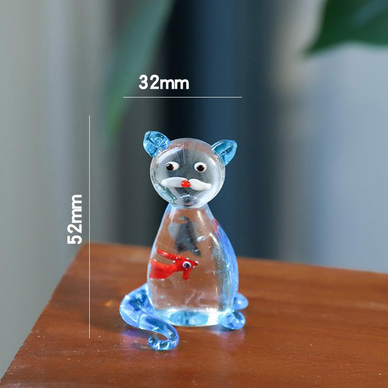 Creative Mini Handcrafted Glass Fish Figurine Cute Transparent Fish Ornaments Desktop Decoration Home Office Decor Figurine New
