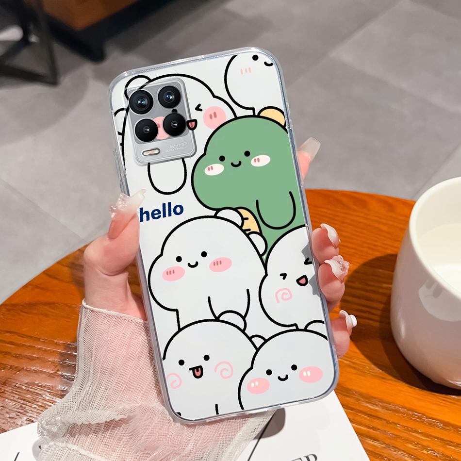 For Realme 8 Pro Case Lovely Cat Soft Transparent Phone Back Cover For Realme8 4G 5G Shockproof Comfortable TPU Silicone Bumper
