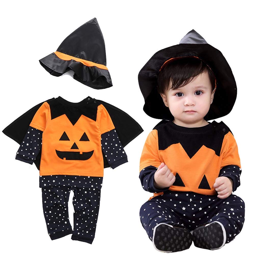 

Halloween Costume Pumpkin Magician Set Baby Child Cosplay Clothes Costume Fancy Dress All Day [Ymgot] 4-piece Saints (80cm) оранжевый