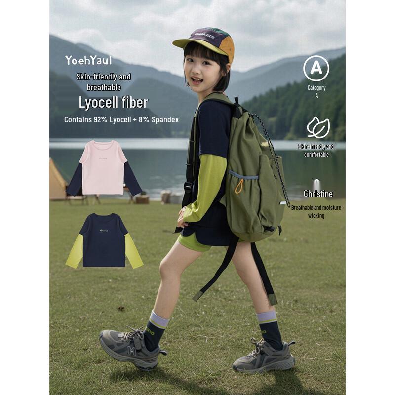 Youyou Girls' Faux Two-Piece Long-Sleeve T-Shirt