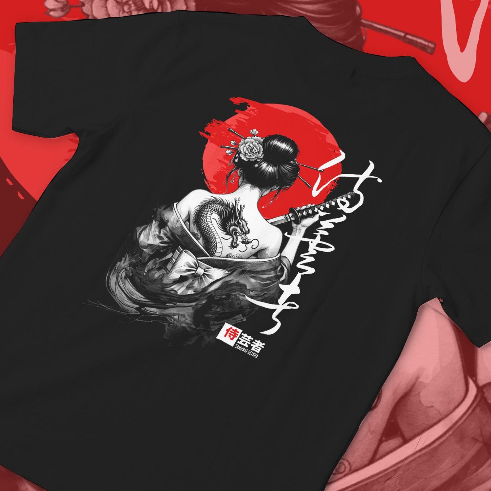 Samurai Geisha Dragon | Unisex Jersey Short Sleeve Tee L