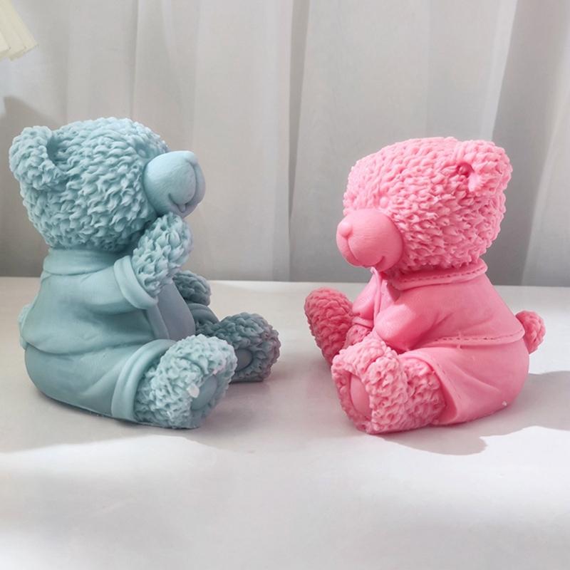 Candle Mold for Candle Making Sitting Bear Silicone Mold for Aromatherapy Plaster Colored Gypsum Mould DIY Crafts