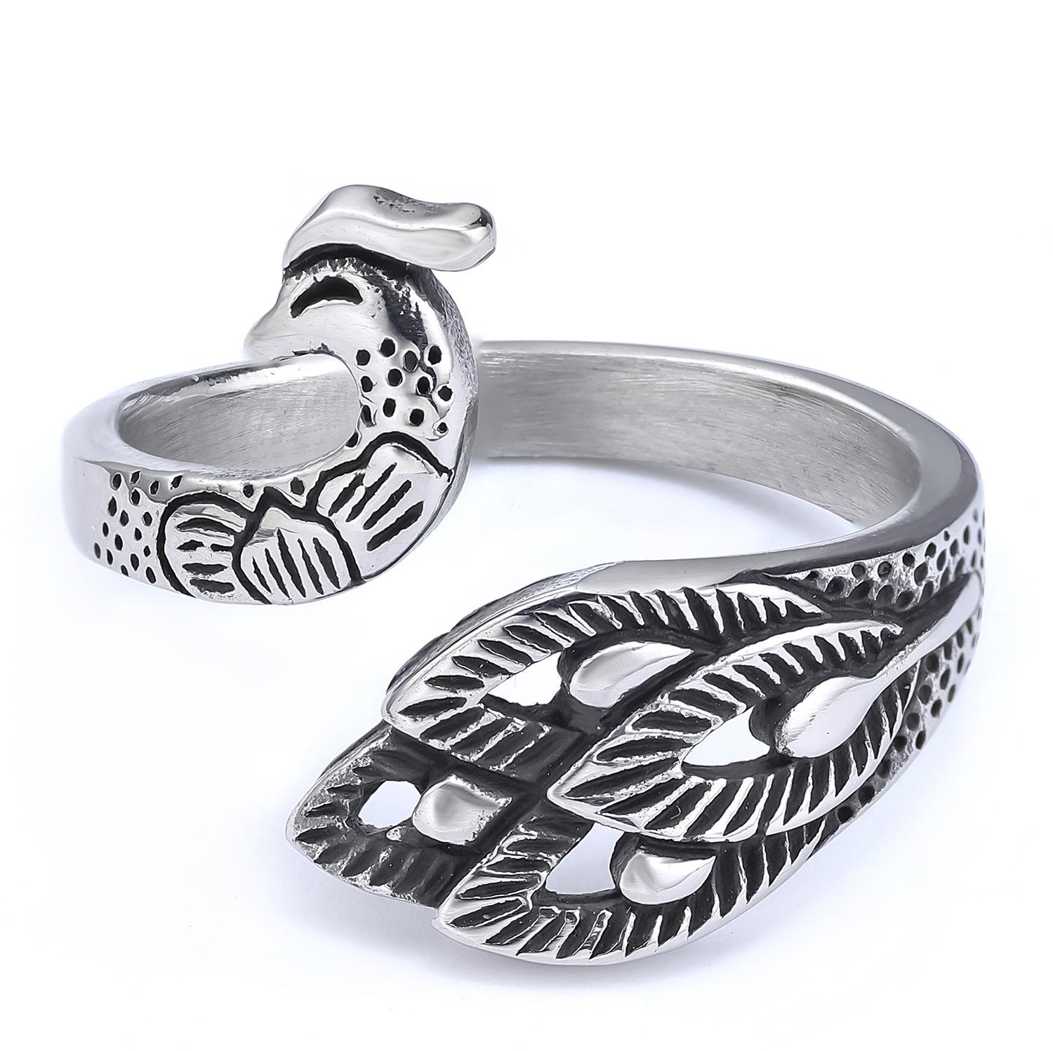 

Популярные аксессуары, персонализированные модные бренды, серии с животными, мужские и женские кольца в форме павлина No. 12