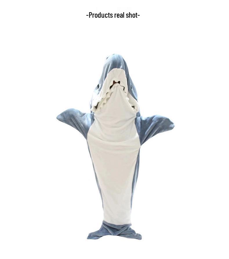 Flanell Vuxen Haj Huva Sovsäck Onesie Pyjamas - Tecknad Fisk Design