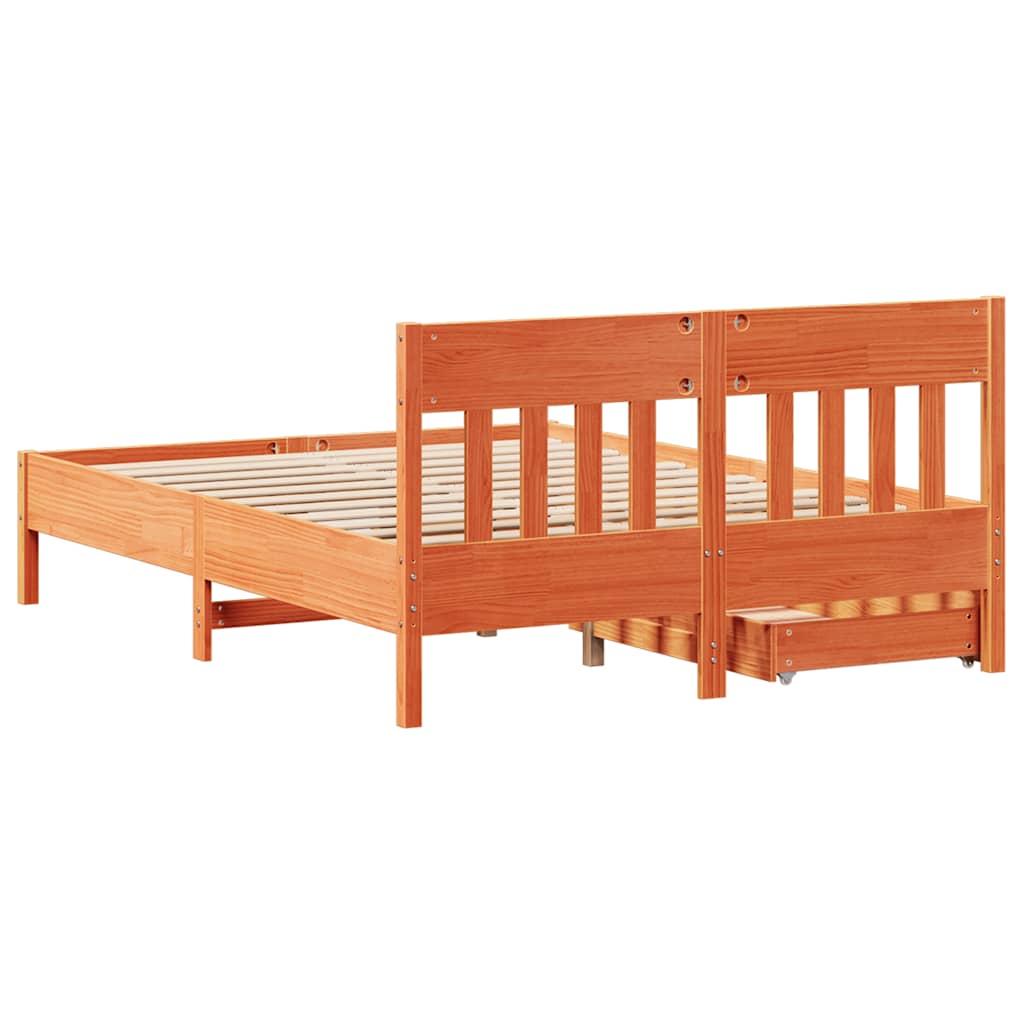 Solid Wood Bed Without Mattress Wax Brown 120 X 200 Cm Pine Wood