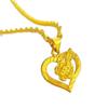 Naszyjnik ze złota piaskowego z wisiorkiem w kształcie serca i róży - Damski dodatek modowy