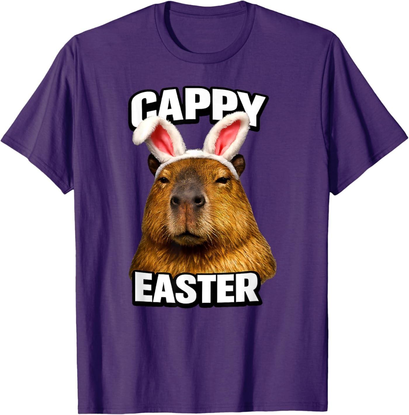 Funny Cappy Easter Capybara Meme Unisex T-Shirt S разноцветный