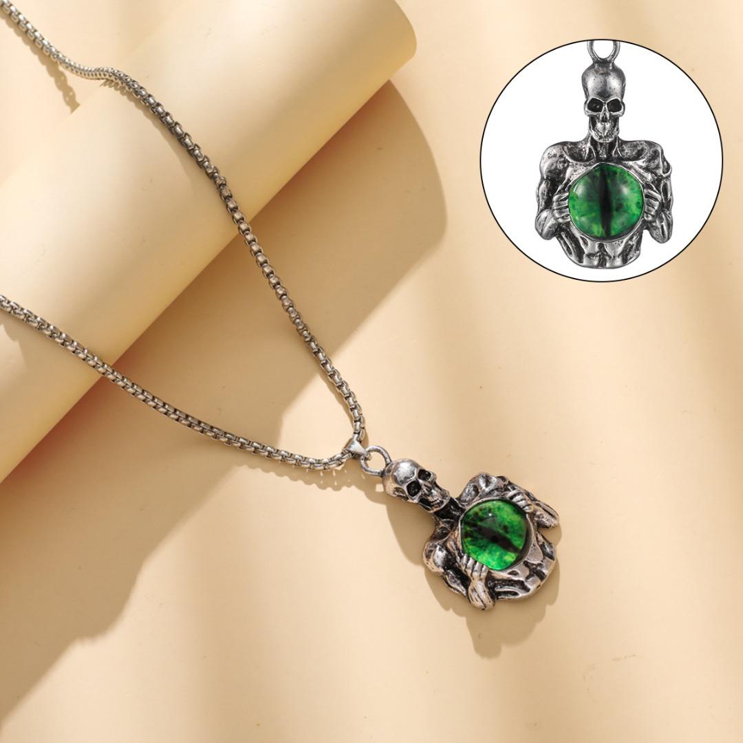 

PDTO крутой мужской готический скелет череп ожерелье сглаза кулон подарок из нержавеющей стали