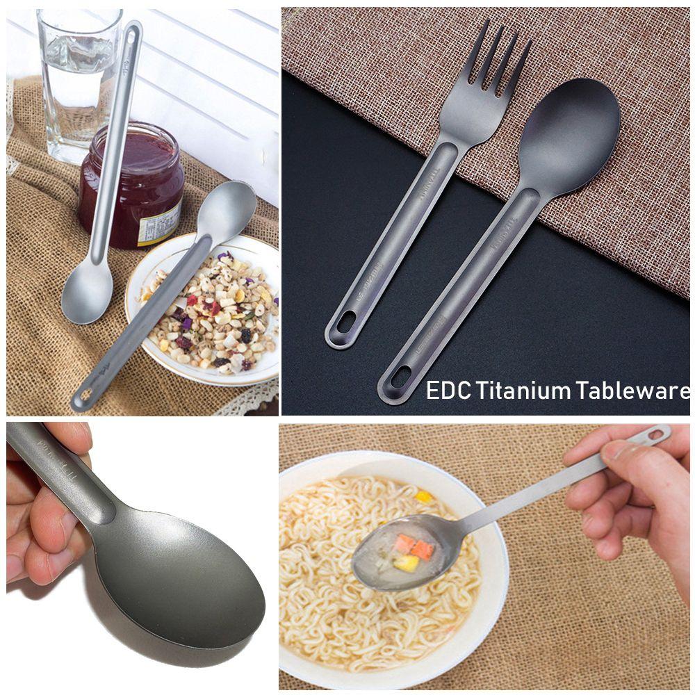 Portable Ultralight Titanium Long Handle Spoon Outdoor Camping Cookware Cutlery Fork Environmental Outdoor Picnic Accessories