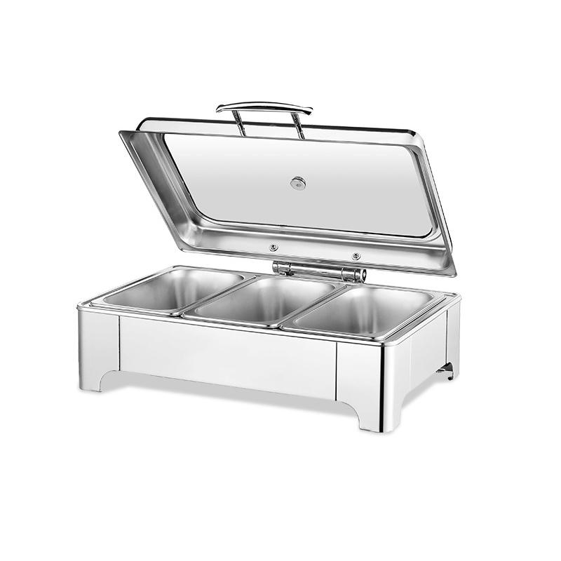 Hotel Restaurant Kitchen Equipment Buffet Stainless Steel Kitchenware Chafing Dish Food Warmer Dish 6L Round Electric Warmer