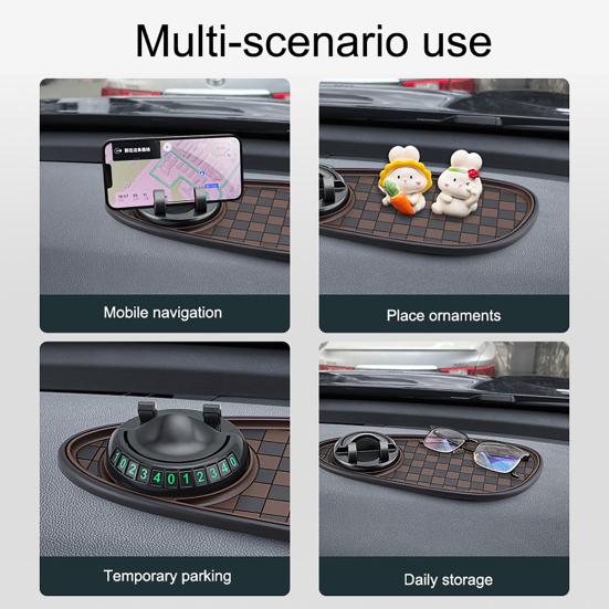 Car Anti Slip Pad Car Phone Holder with Night Glow Number Display Rotatable Dashboard Mount for Most Cars