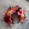 Bohemian Flower Headband Bridal Hair Ornaments Floral Hairband for Women Hair Bands Spring Wedding Garlands Crown Wreath