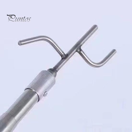 Stainless Steel Telescopic Capture Pole with Pickup Hook Curtain Puller Clothes Dryer Fishing Net Puller Portable Truck Cargo Grabber for Home