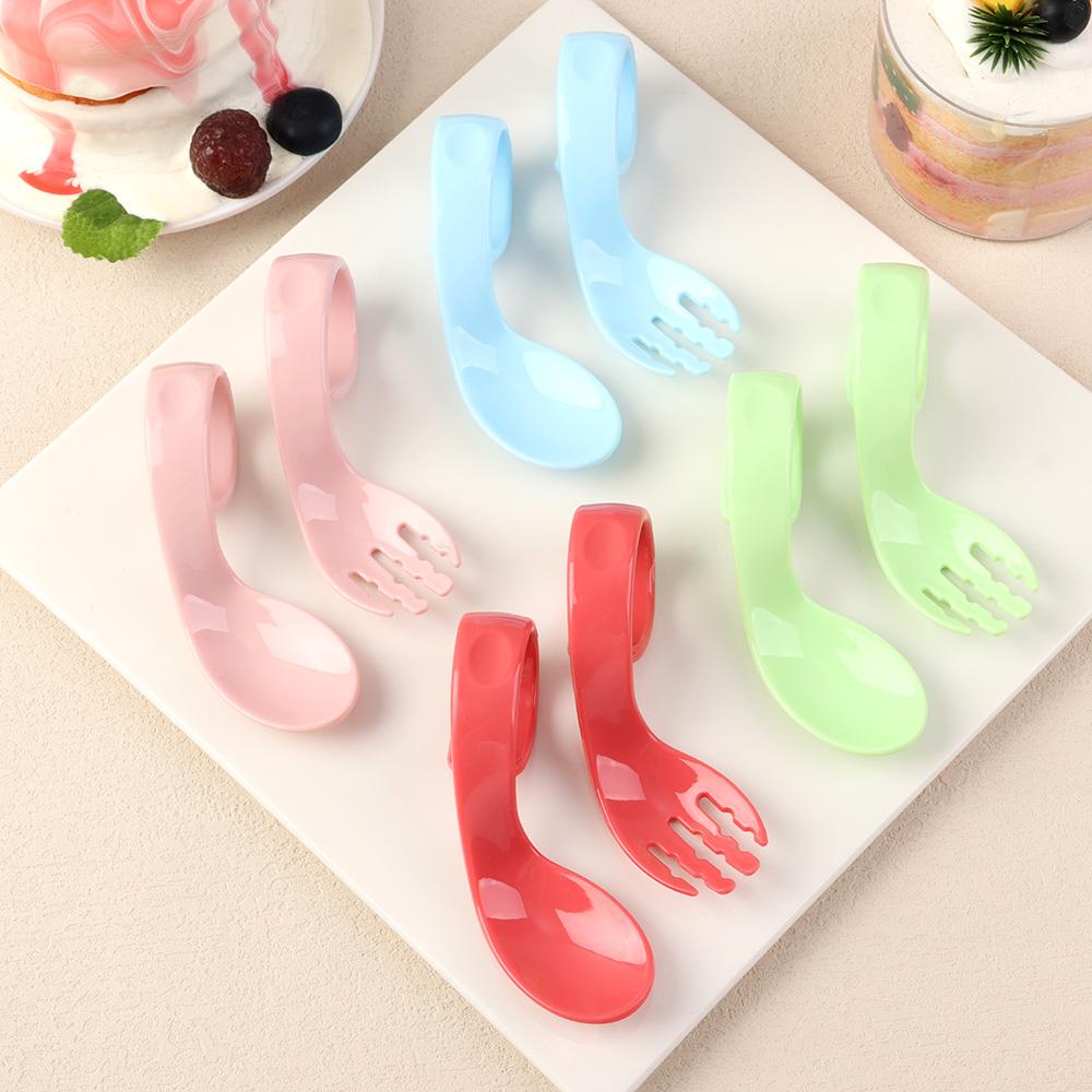 Portable Tableware Sets Antislip Utensils Baby Infant Training 2Pcs/Set Twist Fork Spoon Suit