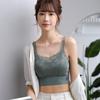 Women's Lace Bandeau Tank Top with Chest Pads - Plus Size Anti-Exposure Base Layer Bra
