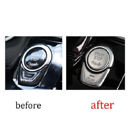 11-17 Matte Silver Car One-Click Startup Button Fit For BMW 5 Series Cover Trim