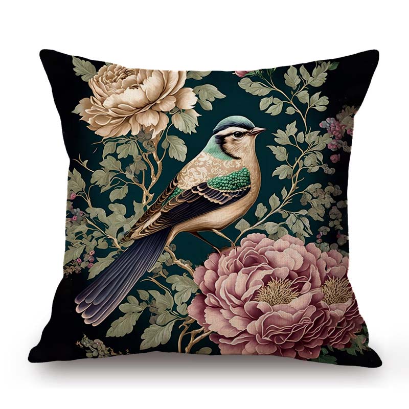 William Morris Flower Pattern Fox Rabbit Bird Deer Animal Home Decoration Art Cotton Linen Sofa Pillow Case Floral Cushion Cover