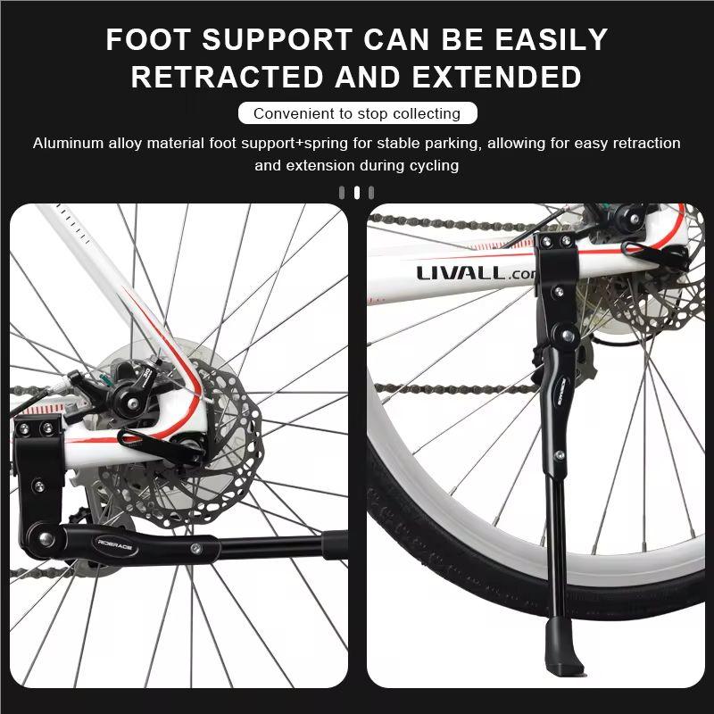 RIDERACE Bicycle Kickstand Adjustable Aluminum Alloy MTB Mountain Bike Stay Side Rear Parking Rack Road Cycling Kick Stand