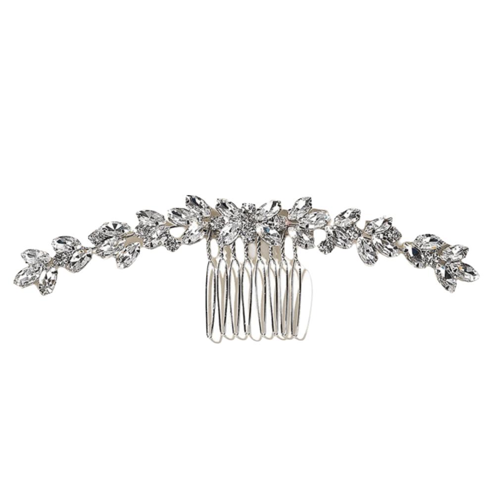 Geometric Toothed Insert Comb Silver Hair Clip Sweet Rhinestone Hairpin  Daily