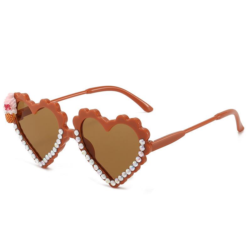 2026 Cute Ice Cream Kids Sunglasses Heart Frame UV Blocking Sweet Party Photo Props For Girls Children Birthday Gift KJ243