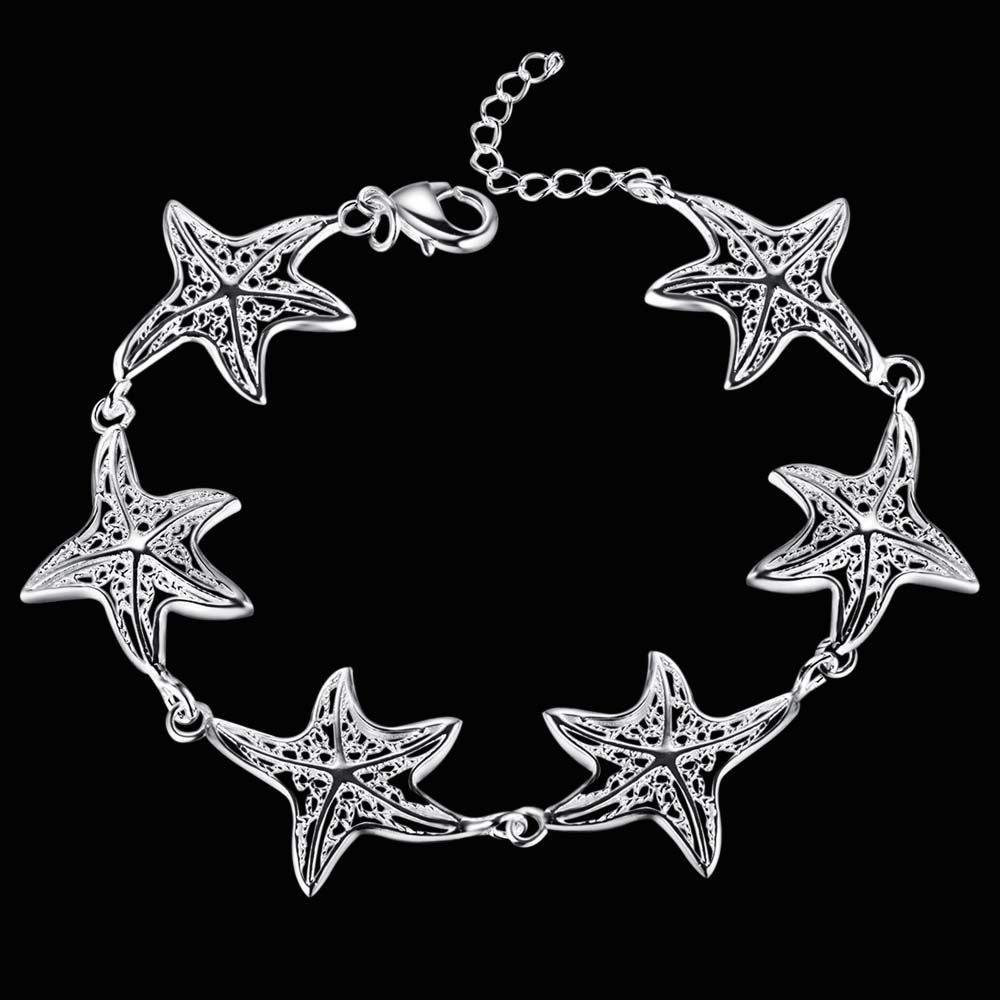 925 Sterling Silver Starfish Bracelet For Woman Wedding Engagement Party Gift Fashion JewelryGood product