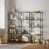 5-Tier Bookshelf, Industrial Bookcase with Metal Frame - Dark Grey and Black