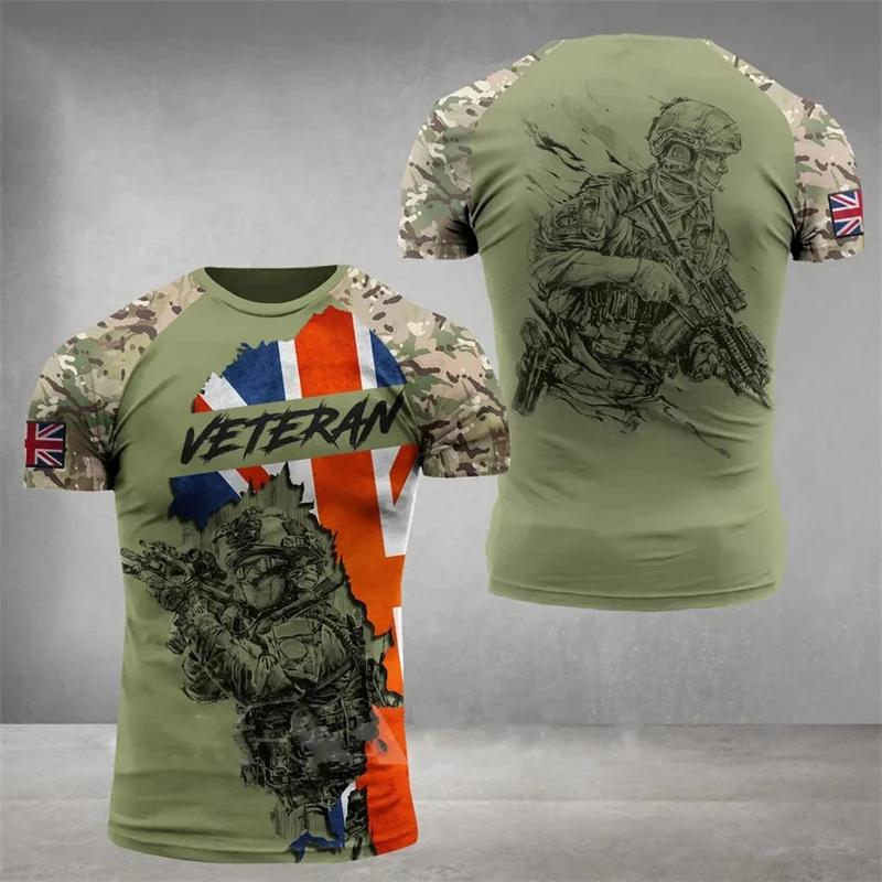 The UK Flag Camouflage T-Shirt For Men/Women 3D Print British Camo T Shirt England Veteran O-Neck Top Oversized Short Sleeve Tee