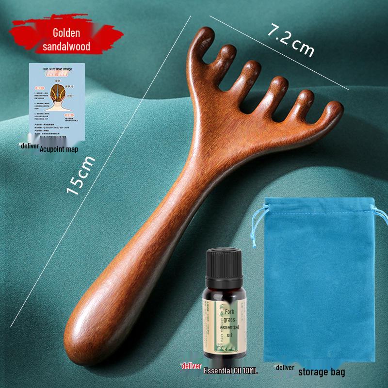 Sandalwood Antler Massager: Five-Claw Scalp Therapy Comb