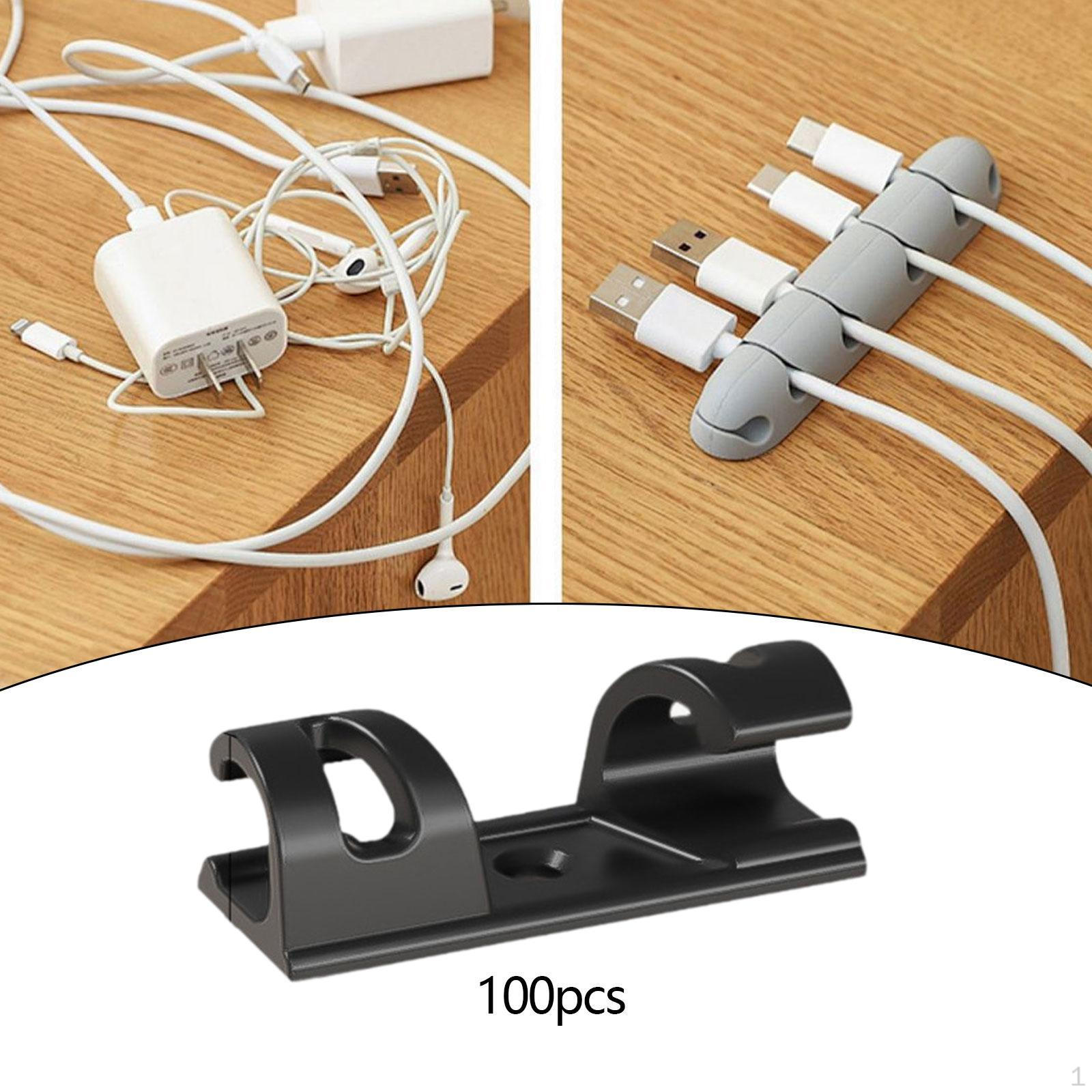 

100 Pieces Cable Clips Organizer Fixed Clamps Easy to Install Utility Management Cord чорний