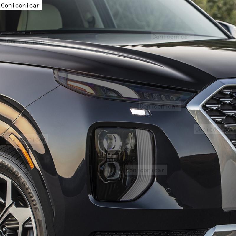 For HYUNDAI PALISADE 2019-2021 Car Headlight Black TPU Protective Cover Film Front Light Tint Change Color Sticker Accessories