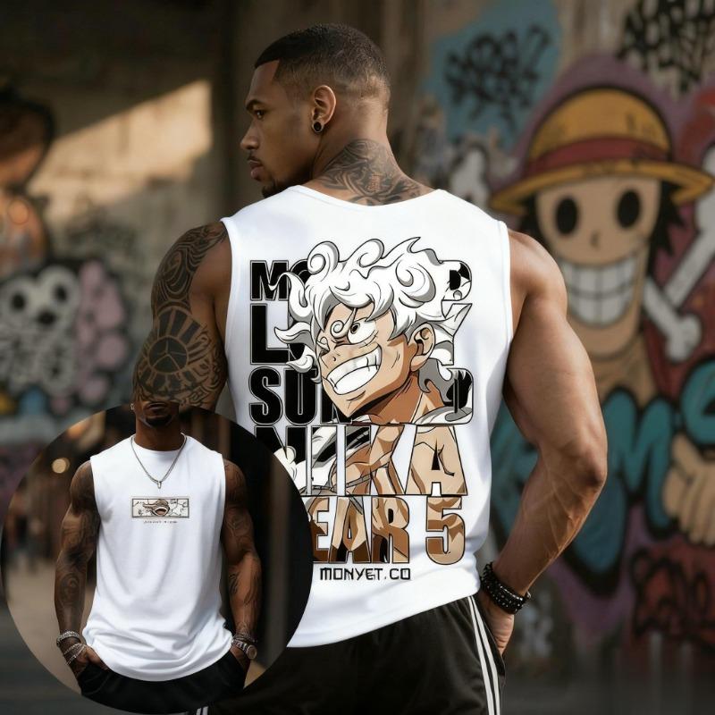 

One Piece Luffy Gear 5 Tank Top Men Cotton Sleeveless Shirt Anime Graphic Print Streetwear Summer Vest Brand Gym Workout Fashion XXS
