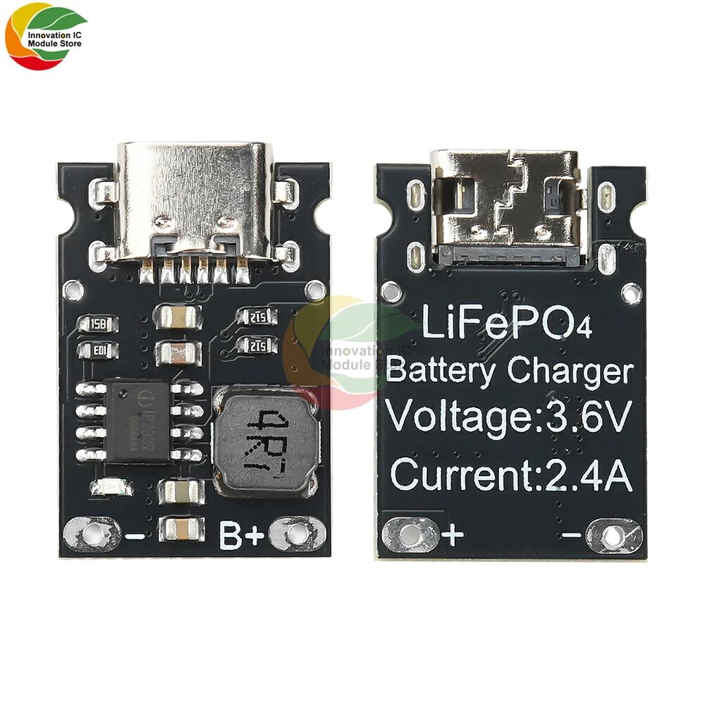 1S 3.2V/3.6V 2.4A DC 4.5-5.5V Charging Board LiFePO4 Battery Dedicated Charging Module High Current Charging Board Type C