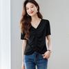 Srcr Women's Pleated Drawstring Mulberry Silk T-Shirt