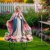 1pcs Traditional Style Virgin Mary 2D Acrylic Garden Courtyard Deco with Floral Floor Inserts - Home Meditatio Prayer Decoration