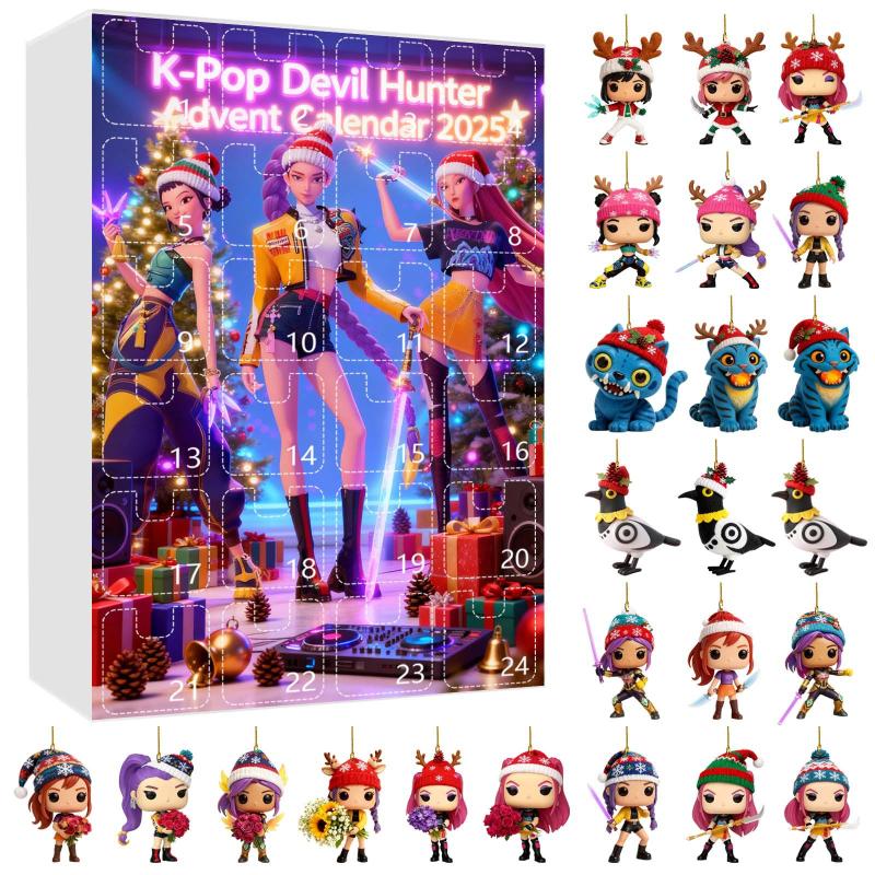 Kpop Demon Hunter Advent Calendar 2D Acrylic Pendant Christmas Tree Hanging Decorative Gift New Year 24 Days Countdown Blind Box