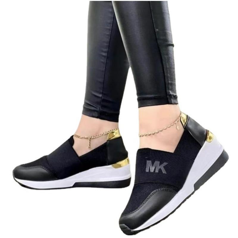 New sports and leisure single shoes women's slope heel elastic wind lazy shoes