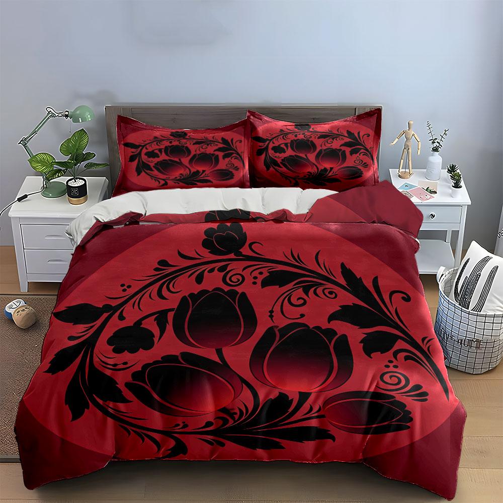 Floral Three-Piece Set Decoration Soft Comfortable Duvet Cover Bedding Set Included 1*Duvet Cover & 2*Pillowcases, Gift