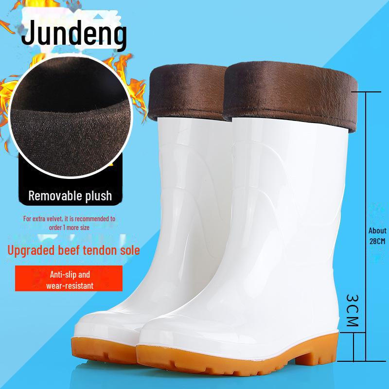 Tendon Sole Unisex White Waterproof Non-Slip Rubber Hygiene Boots for Medium and High Food Safety and Farm Work.