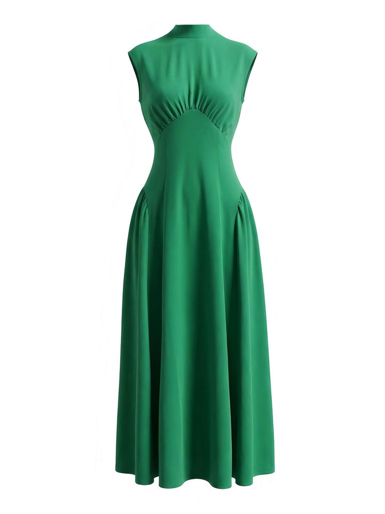 Women's Elegant Waist-Tie Solid Color Slim Dress