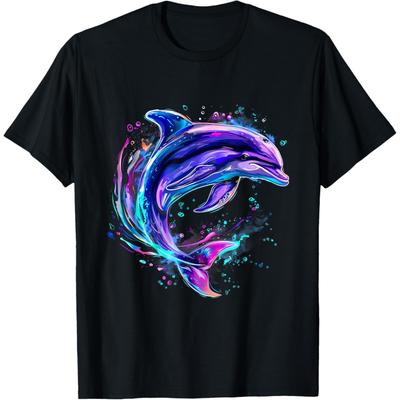 Dolphin Watercolor Sea Ocean Animal Ocean Sea Dolphin T-Shirt(2)